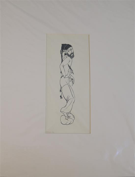 Eric Gill (1882-1940) Border, Chaucer and Cupid and dancing figures, 8.25 x 3.75in. and 4.5 x 4.5in., unframed